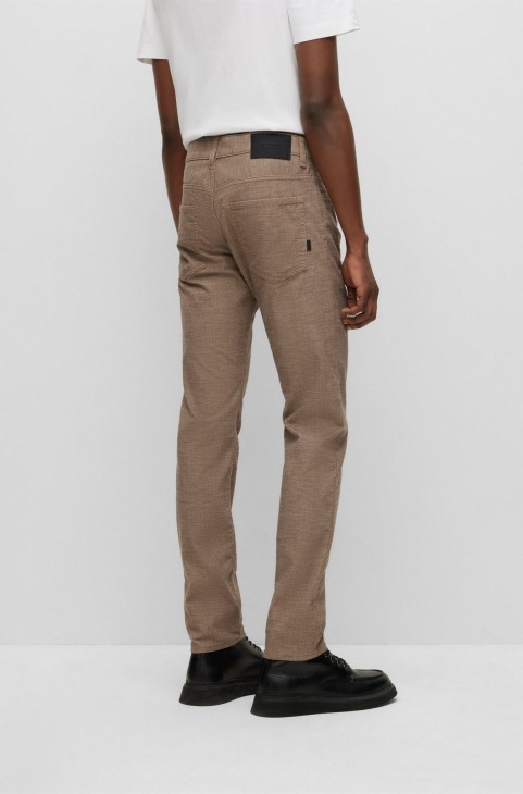 Μπεζ τζιν Hugo Boss Slim-fit σε μελανζέ εφέ Stretch τζιν
