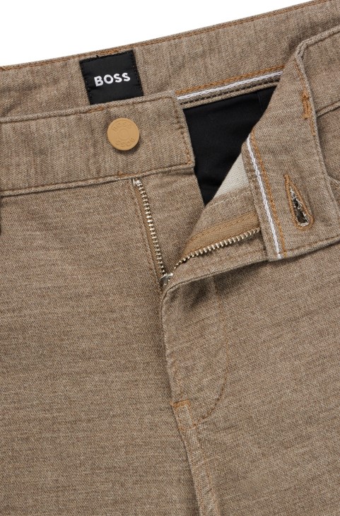 Μπεζ τζιν Hugo Boss Slim-fit σε μελανζέ εφέ Stretch τζιν
