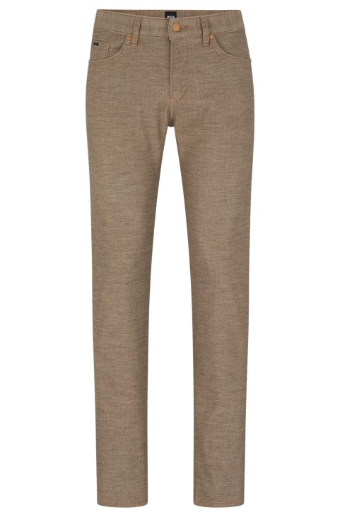 Μπεζ τζιν Hugo Boss Slim-fit σε μελανζέ εφέ Stretch τζιν
