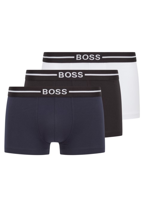 μοτίβο Hugo Boss τριών συσκευασιών από ελαστικά βαμβακερά μπαούλα με λογότυπο στη μέση