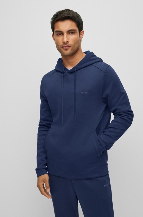 Φούτερ από οργανικό βαμβάκι με κυρτό λογότυπο σκούρο μπλε Hugo Boss