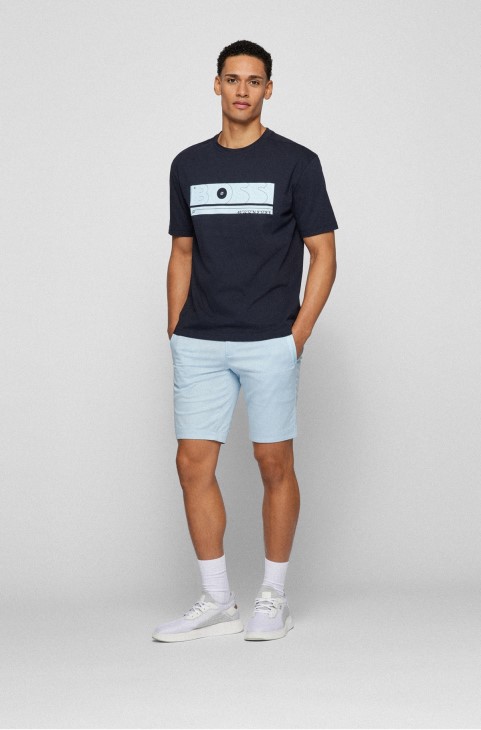 Μπλουζάκι με χαλαρή εφαρμογή από οργανικό βαμβάκι με λογότυπο Artwork Hugo Boss σκούρο μπλε
