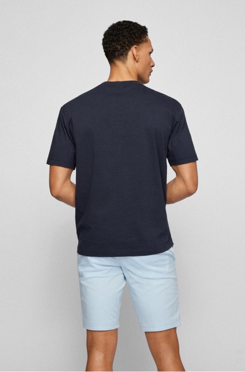 Μπλουζάκι με χαλαρή εφαρμογή από οργανικό βαμβάκι με λογότυπο Artwork Hugo Boss σκούρο μπλε
