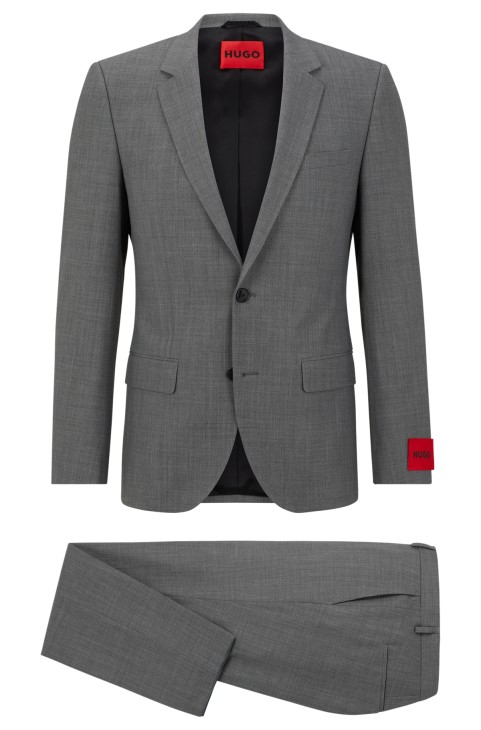 κοστούμι Hugo Boss Slim-fit σε μοτίβο Performance-stretch ύφασμα γκρι