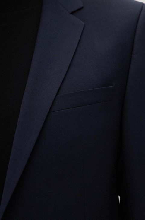 Hugo Boss σκούρο μπλε κοστούμι Slim-fit σε μείγμα ελαστικού μαλλί
