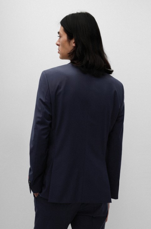 Hugo Boss σκούρο μπλε κοστούμι Slim-fit σε μείγμα ελαστικού μαλλί
