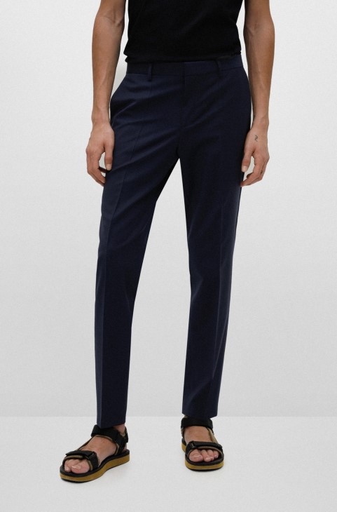 Hugo Boss σκούρο μπλε κοστούμι Slim-fit σε μείγμα ελαστικού μαλλί
