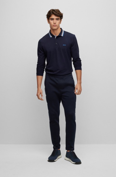 Πόλο μπλουζάκι Hugo Boss βαμβακερό-πικέ με γιακά σκούρο μπλε λεπτομέρειες
