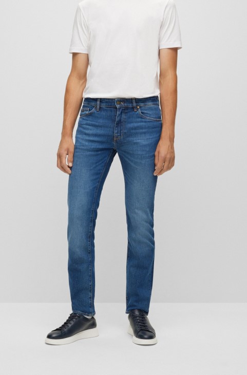 τζιν με κανονική εφαρμογή σε σκούρο μπλε Comfort-stretch Denim Hugo Boss