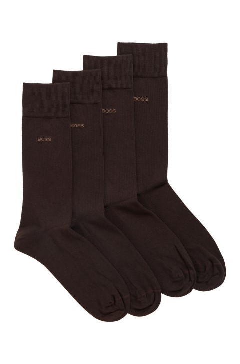 δύο σετ κάλτσες κανονικού μήκους από ελαστικό ύφασμα Hugo Boss σκούρο καφέ