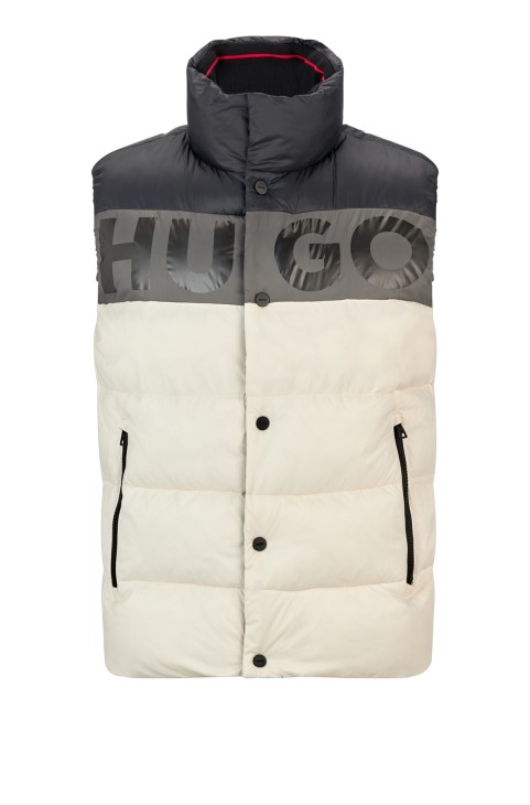 χρωματιστό Puffer Gilet με έντονο λογότυπο Hugo Boss λευκό
