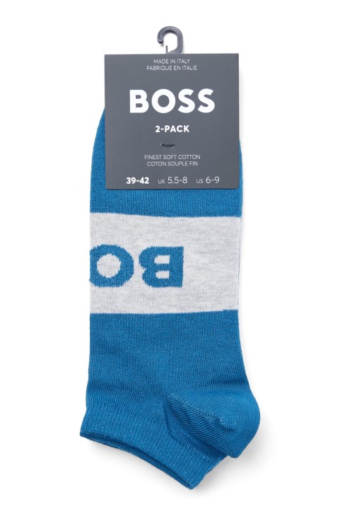 Hugo Boss δύο πακέτα κάλτσες στον αστράγαλο σε βαμβακερό μείγμα γαλάζιο
