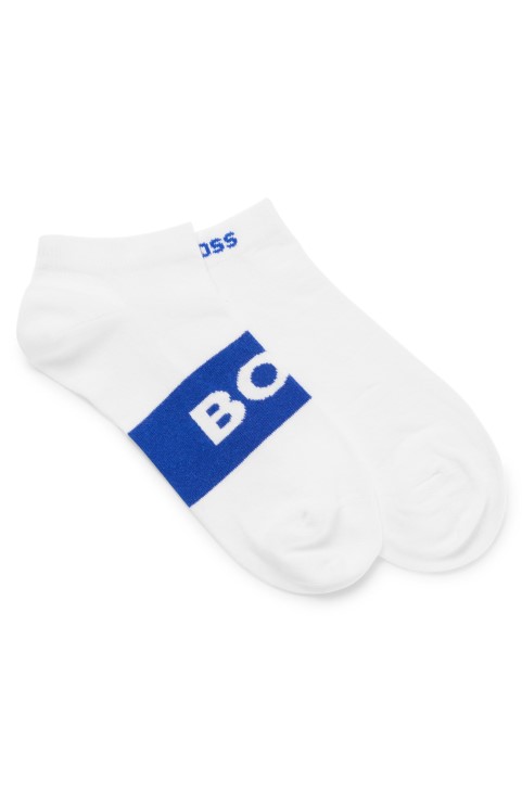 δύο συσκευασίες κάλτσες αστράγαλο σε βαμβακερό μείγμα Hugo Boss λευκό