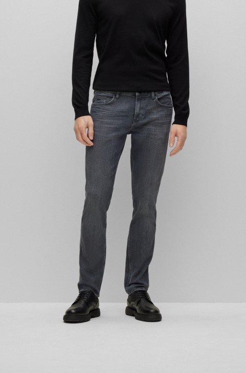 γκρι τζιν Slim-fit σε μπλε ιταλικό Super-soft Denim Hugo Boss