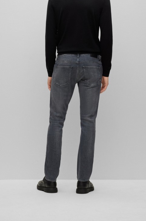 γκρι τζιν Slim-fit σε μπλε ιταλικό Super-soft Denim Hugo Boss
