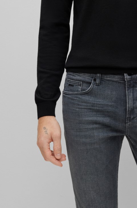 γκρι τζιν Slim-fit σε μπλε ιταλικό Super-soft Denim Hugo Boss
