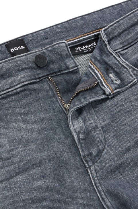 γκρι τζιν Slim-fit σε μπλε ιταλικό Super-soft Denim Hugo Boss
