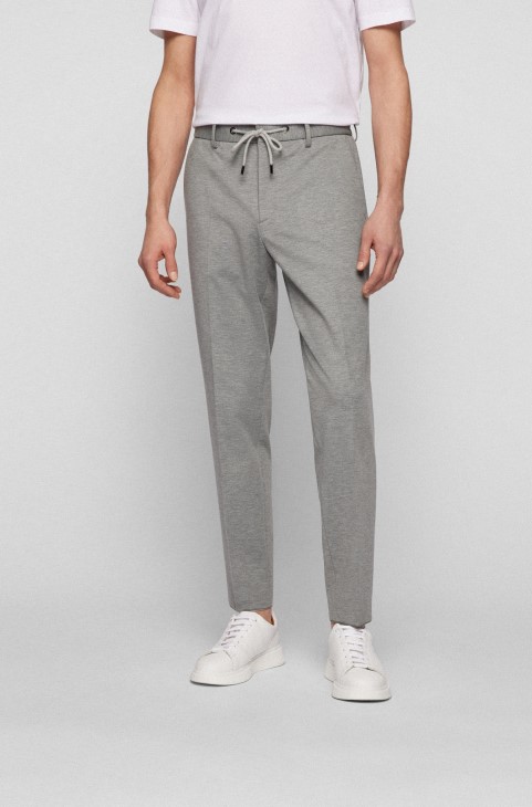 Slim-fit παντελόνι σε μελανζ Stret Jersey γκρι Hugo Boss