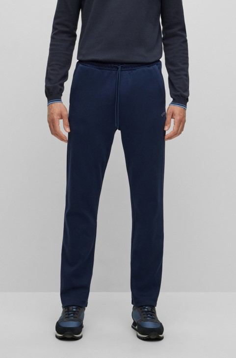 Σκούρο μπλε παντελόνι φόρμας Hugo Boss μικτών υλικών με κυρτό λογότυπο