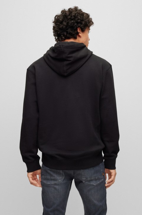 Μαύρο Hugo Boss βαμβακερό φούτερ χαλαρής εφαρμογής με φλις λογότυπο
