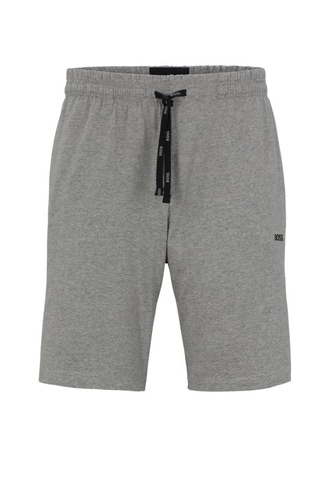 Βαμβακερό σορτς Hugo Boss με λογότυπο αντίθεσης και γκρι κορδόνι
