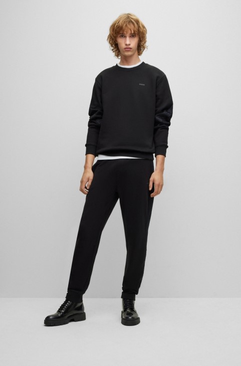 Φούτερ από οργανικό βαμβάκι με επένδυση λογότυπου, μαύρο Hugo Boss
