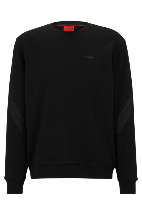 Φούτερ από οργανικό βαμβάκι με επένδυση λογότυπου, μαύρο Hugo Boss
