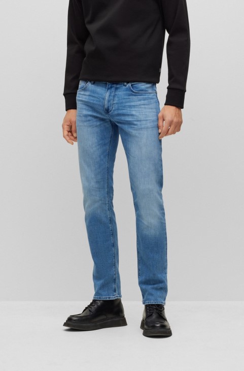 κανονική εφαρμογή τζιν σε μπλε ιταλικό κασμίρ τζιν Hugo Boss γαλάζιο