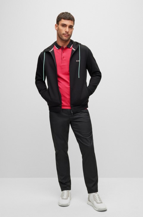 Hugo Boss ροζ Slim-fit μπλουζάκι πόλο με λεπτομέρειες λογότυπου
