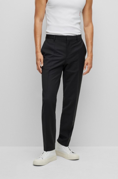Slim-fit παντελόνι από ύφασμα Bi-stretch μαύρο Hugo Boss