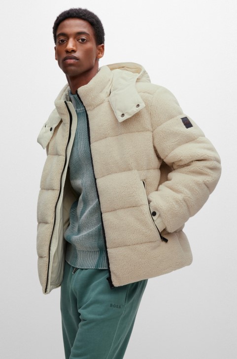 χαλαρό σακάκι με επένδυση σε Sherpa Fleece λευκό Hugo Boss