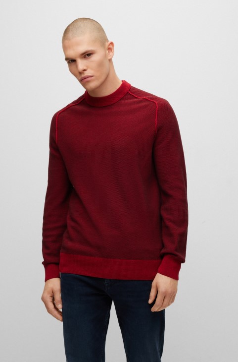 Πουλόβερ Hugo Boss με λαιμόκοψη από βαμβάκι και κόκκινο καπόκ