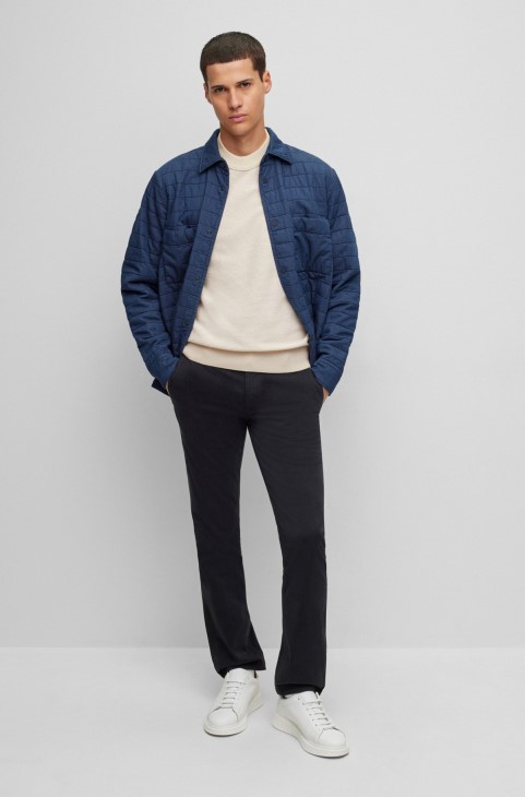 πουλόβερ με λαιμόκοψη από βαμβάκι και καπόκ λευκό Hugo Boss
