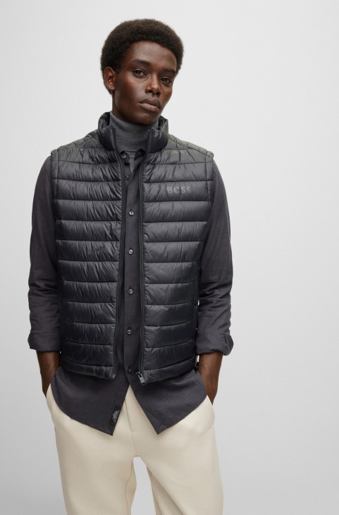 συσκευασμένο γιλέκο με τονικό λογότυπο Hugo Boss μαύρο