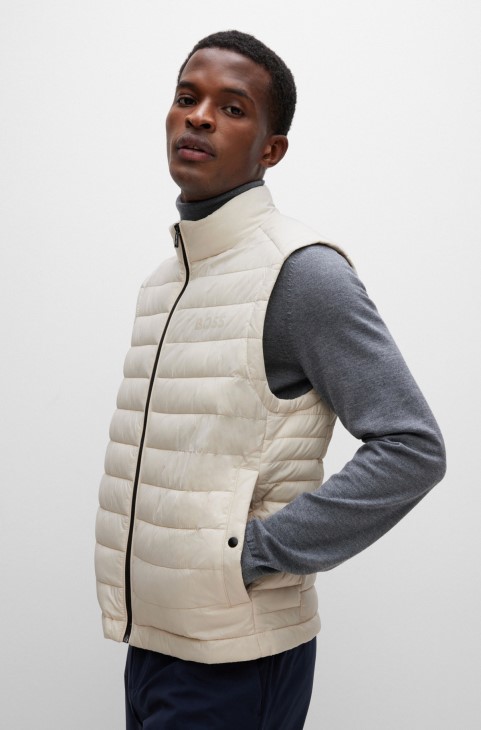 ανοιχτό μπεζ συσκευασμένο γιλέκο με τονικό λογότυπο Hugo Boss