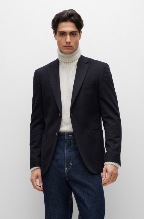 σακάκι κανονικής εφαρμογής από υπεύθυνο κασμίρ σκούρο μπλε Hugo Boss