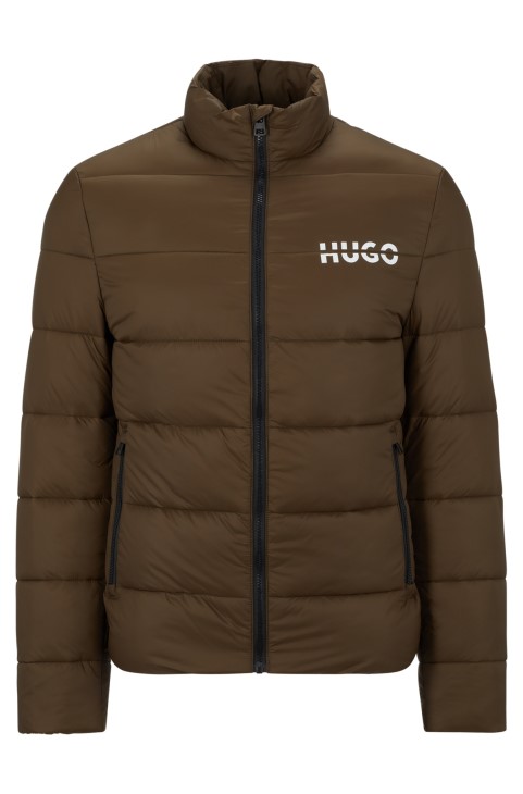 Χακί Slim-fit μπουφάν από υδατοαπωθητικό ανακυκλωμένο ύφασμα Hugo Boss
