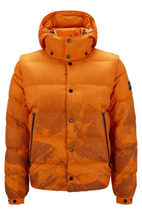 υδατοαπωθητικό πουπουλένιο μπουφάν με εποχιακό σχέδιο ανοιχτό πορτοκαλί Hugo Boss
