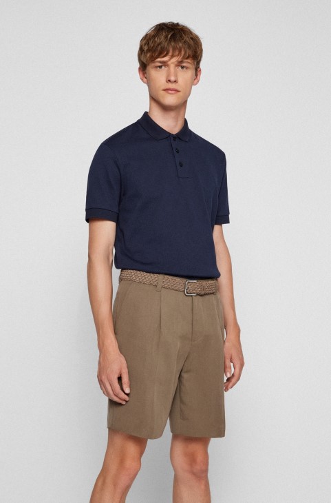 Πόλο μπλουζάκι με κανονική εφαρμογή από βαμβακερό μερσεριζέ σκούρο μπλε Hugo Boss