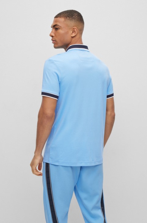 μπλουζάκι πόλο μπλουζάκι-βαμβακερό Slim-fit με κέντημα λογότυπου γαλάζιο Hugo Boss