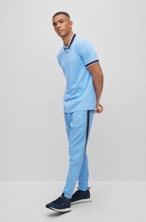 μπλουζάκι πόλο μπλουζάκι-βαμβακερό Slim-fit με κέντημα λογότυπου γαλάζιο Hugo Boss
