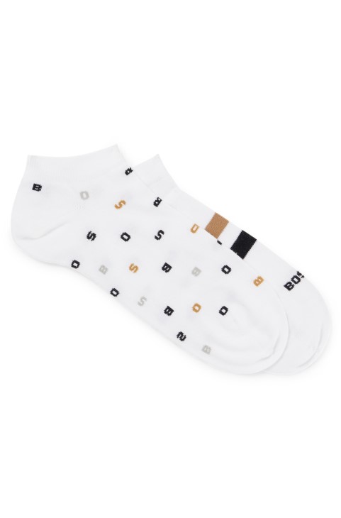 Hugo Boss λευκές κάλτσες δύο συσκευασιών στον αστράγαλο με χαρακτηριστικές λεπτομέρειες