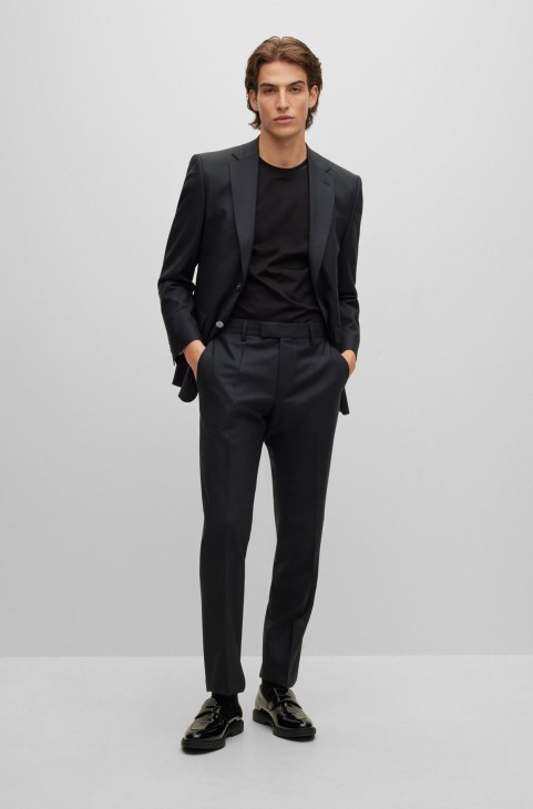 Κοστούμι με κανονική εφαρμογή σε μαύρο μοτίβο από μαλλί Hugo Boss