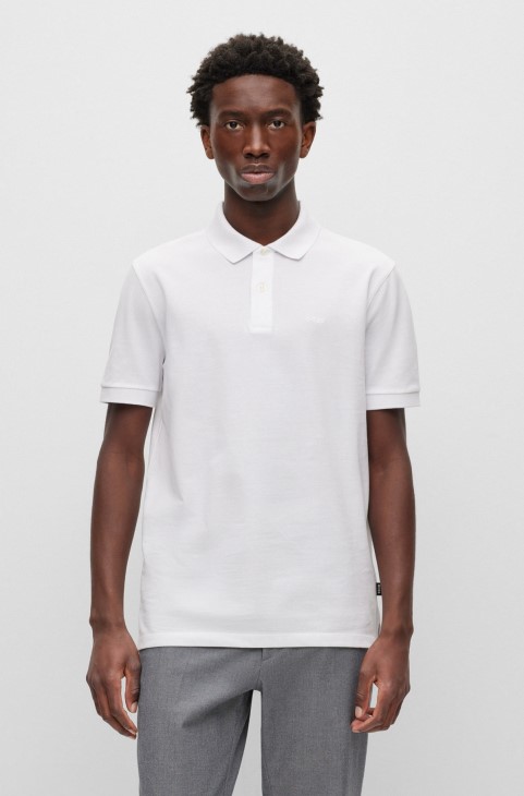 λευκό μπλουζάκι πόλο Hugo Boss από οργανικό βαμβάκι με κεντημένο λογότυπο
