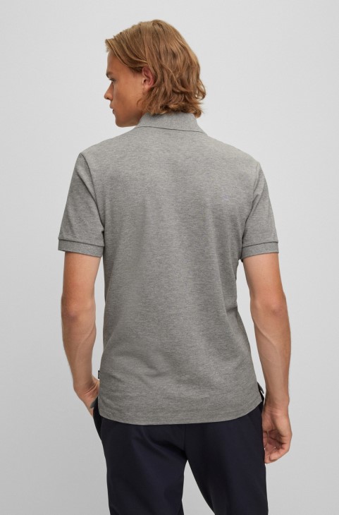 Ασημένιο μπλουζάκι πόλο από οργανικό βαμβάκι Hugo Boss με κεντημένο λογότυπο
