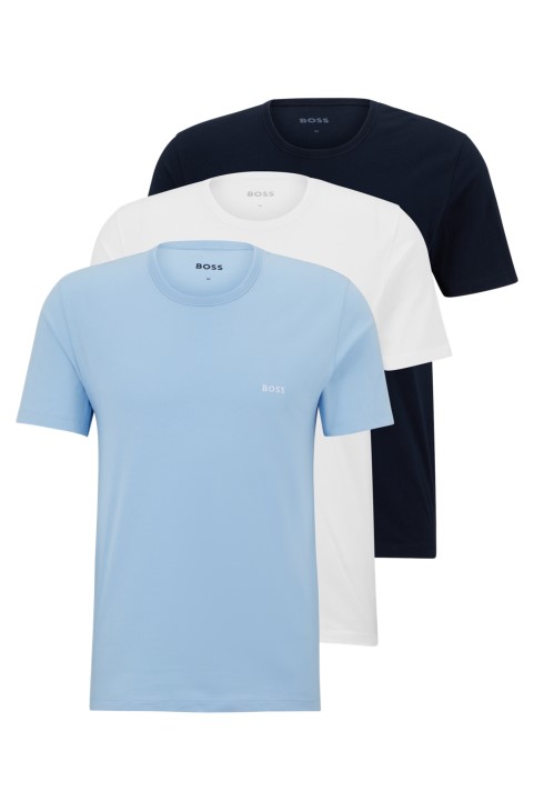 Hugo Boss με τρία μπλουζάκια εσωρούχων με λογότυπο σε λευκό βαμβακερό ζέρσεϊ