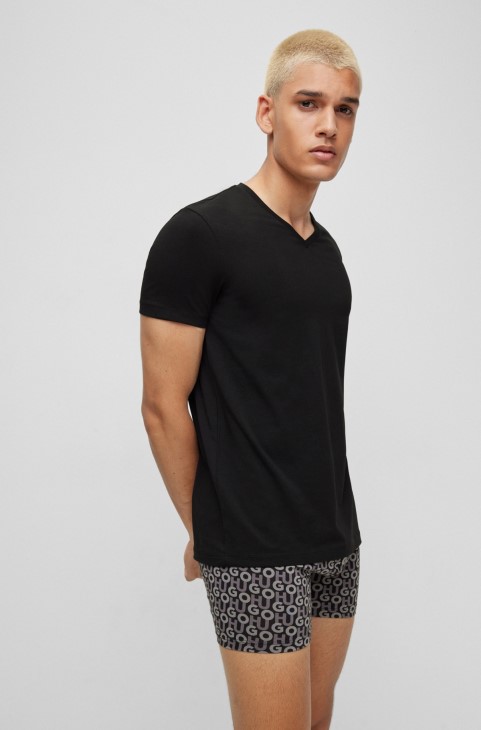 δύο πακέτα μπλουζάκια με λαιμόκοψη σε βαμβακερή φανέλα μαύρο Hugo Boss