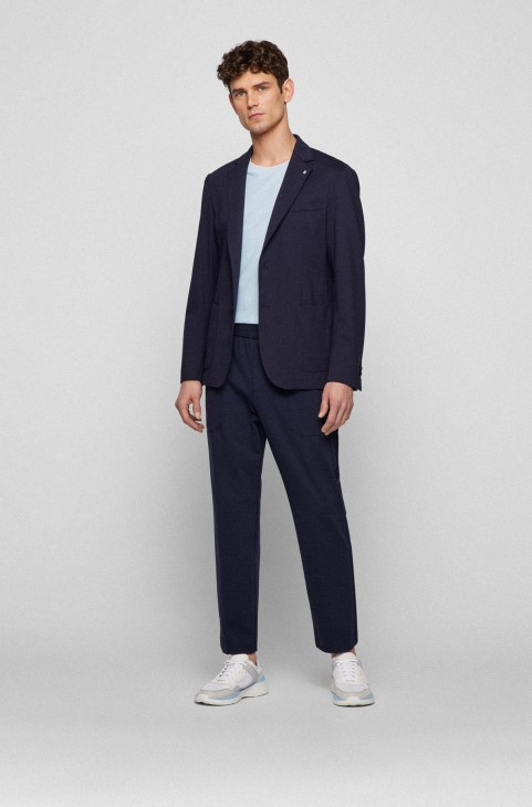 παντελόνι με κωνική εφαρμογή σε Stret Jersey σκούρο μπλε Hugo Boss
