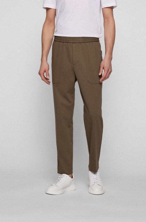καφέ παντελόνι με κωνική εφαρμογή σε Stret Jersey Hugo Boss
