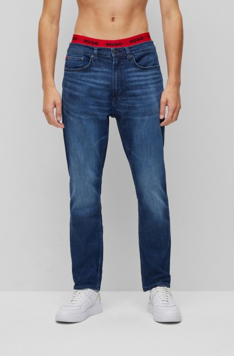 κανονική εφαρμογή τζιν σε μπλε Comfort-stretch τζιν Hugo Boss σκούρο μπλε